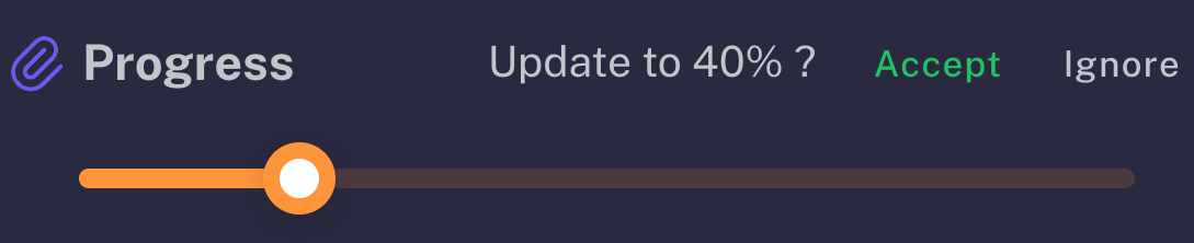 AI suggests updating progress from 20% to 40% based on checklist analysis
