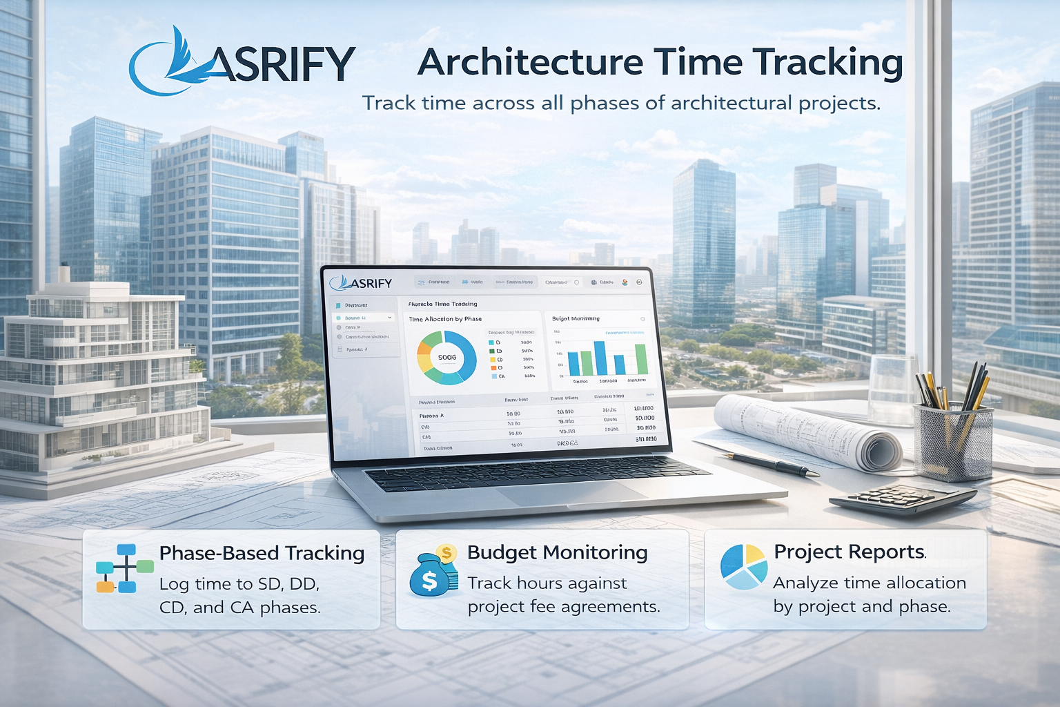 Architecture time tracking by project phase and budget