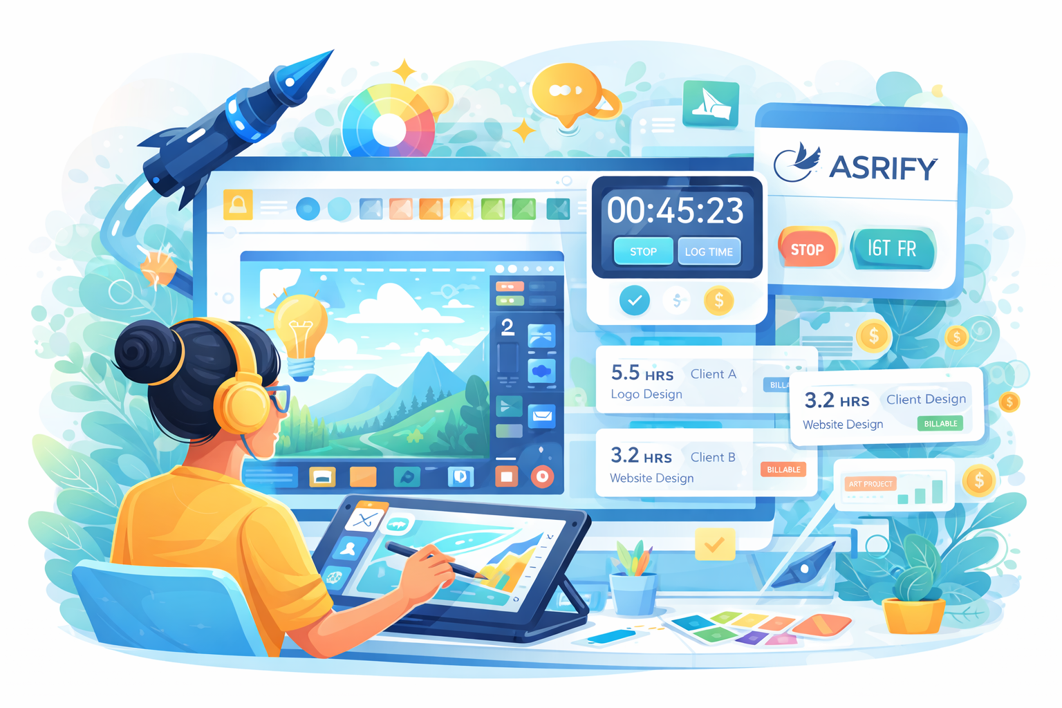 Time tracking interface for creative professionals