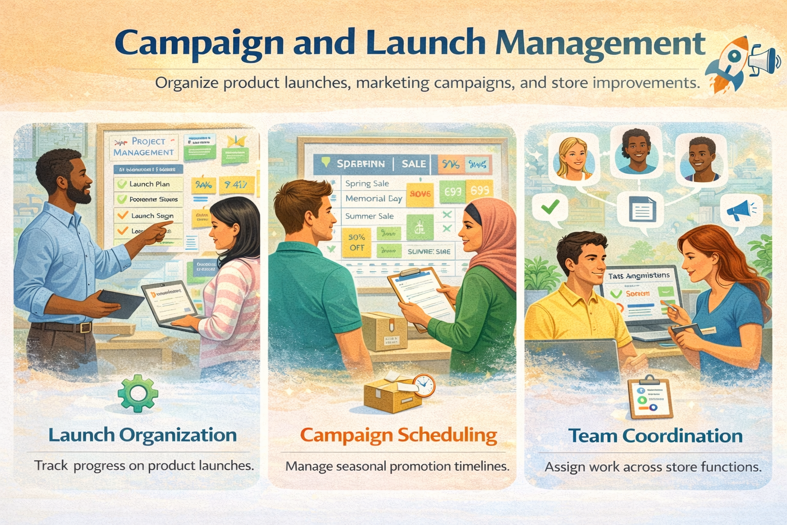 eCommerce campaign scheduling and product launch management