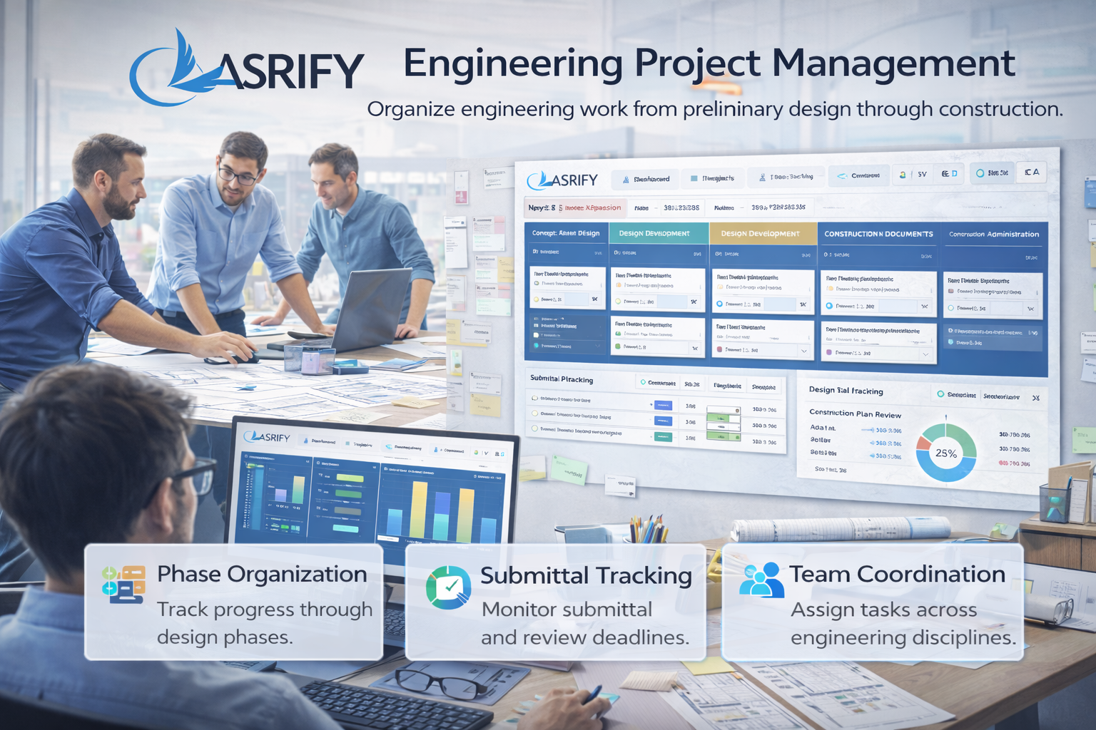 Engineering project phases and submittal tracking interface