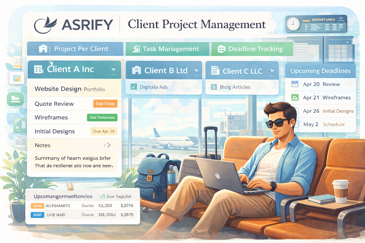 Client project management and organization interface