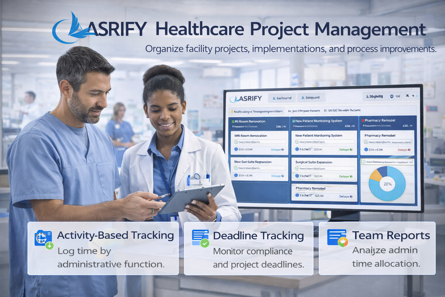 Healthcare project management and deadline tracking interface