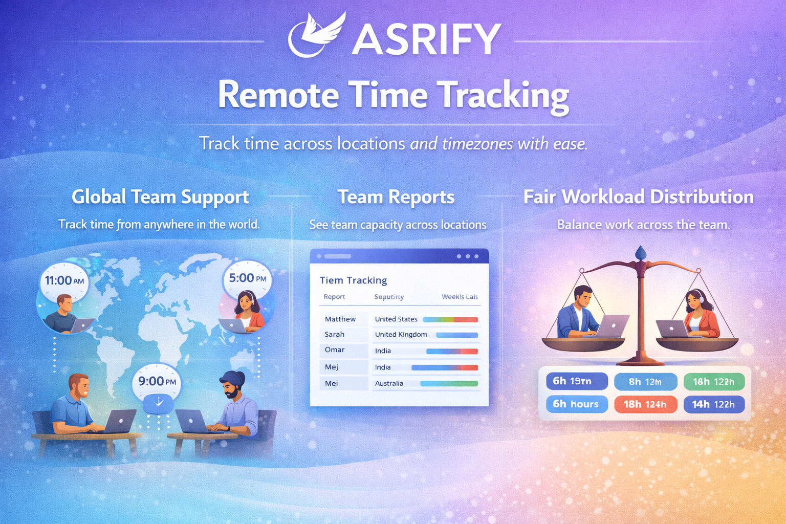 Global time tracking and workload distribution for remote teams