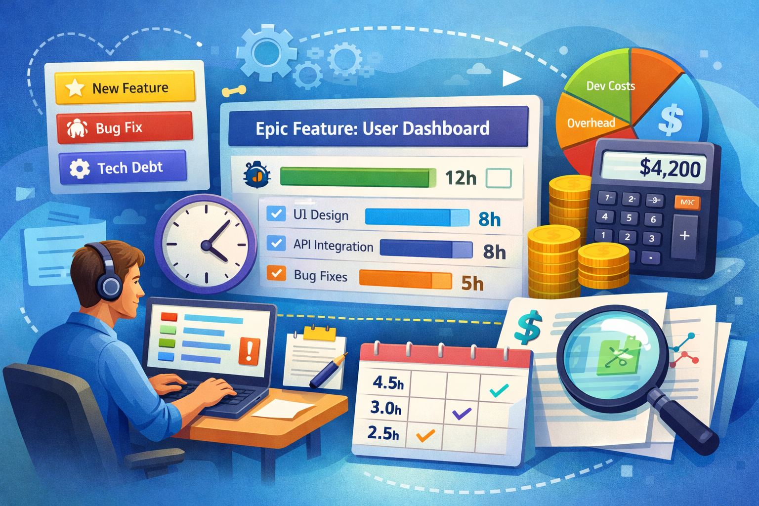 Development time tracking and cost analysis for SaaS