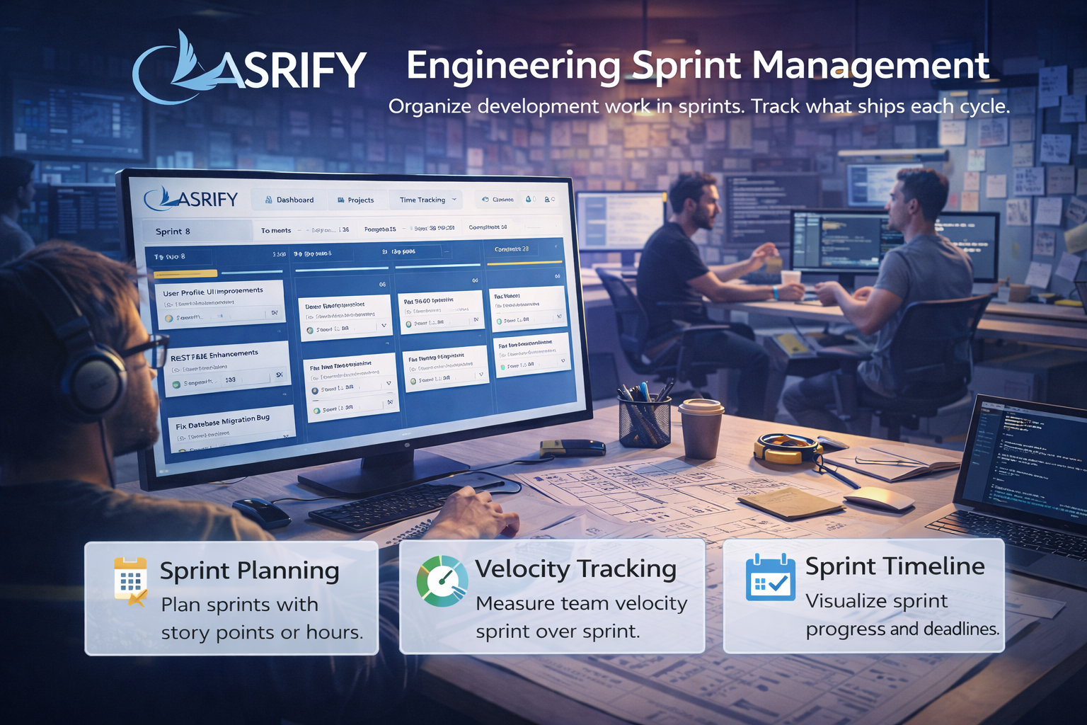Sprint planning and velocity tracking for software teams